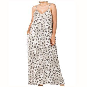 PLUS V-NECK CAMI MAXI DRESS WITH POCKETS